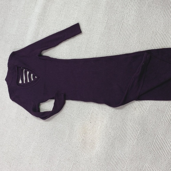 Burgundy Maroon Midi Sweater Dress with side slit - Picture 4 of 7